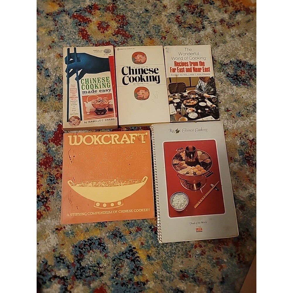 Lot Of 5 Vtg Chinese Cookbooks: Wokcraft, Chinese Cooking, Asia 1960s China